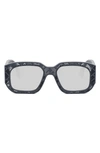 Fendi The  Shadow 52mm Rectangular Sunglasses In Grey/ Other / Smoke Mirror