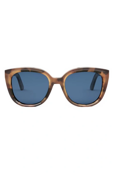 Dior The Midnight R1i 54mm Butterfly Sunglasses In Havana / Blue