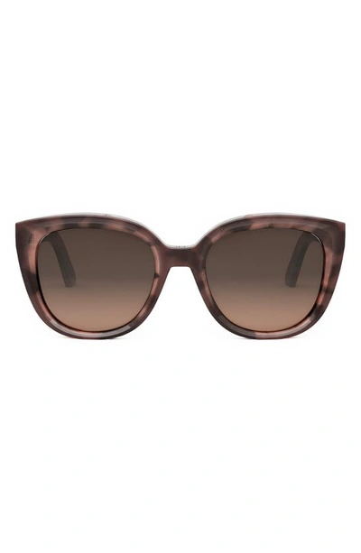 Dior Midnight R1i Butterfly Sunglasses, 54mm In Dark Havana/brown Gradient