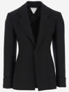 Bottega Veneta Structured Double Melange Jacket In Black