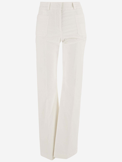 Ql2 Stretch Cotton Flared Pants In Ivory