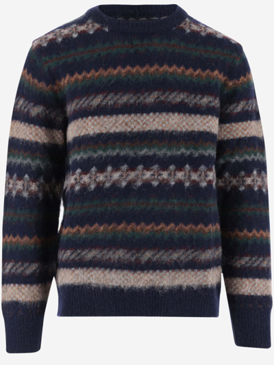 Howlin' Wool Sweater With Geometric Pattern In Blue