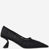 Nensi Dojaka Pointed Toe Mesh Overlay Sculptural Heel Pumps In Black
