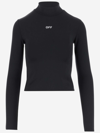 Off-white Stretch Jersey Crop Top With Logo In Black