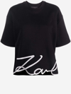 Karl Lagerfeld Karl Signature Hem T-shirt Woman T-shirt Black Size S Organic Cotton In Black