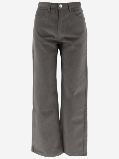 Ami Alexandre Mattiussi Cotton Flared Pants In Mineral Grey