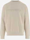 Jw Anderson Logo-embroidered Cotton Sweatshirt In Beige