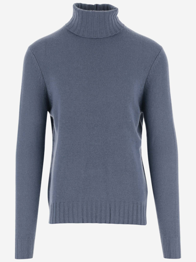 Allude Wool And Cashmere Blend Turtleneck In Blue