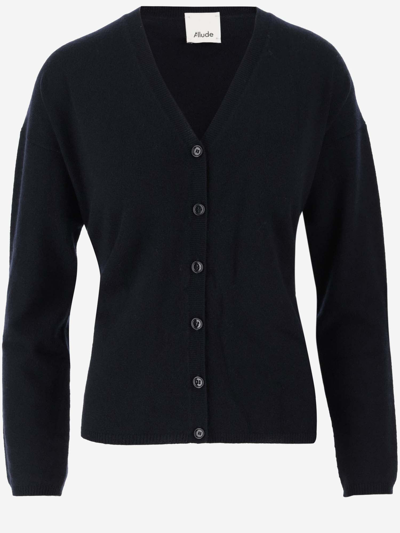 Allude Button-up Cashmere Cardigan In Blue