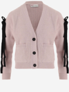 Red Valentino Cashmere Blend Cardigan In Sand