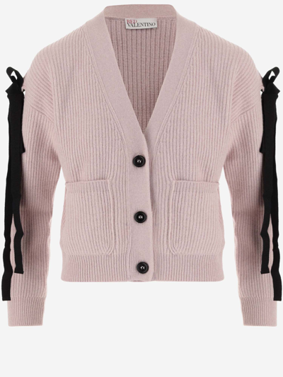 Red Valentino Cashmere Blend Cardigan In Sand