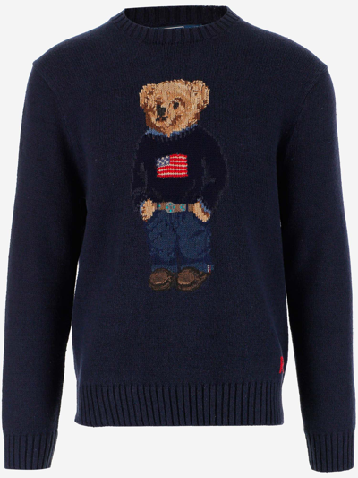 Ralph Lauren Polo Bear Cotton-linen Sweater In Navy