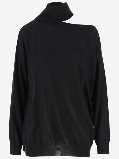 Valentino Cut-out Roll-neck Jumper In Black