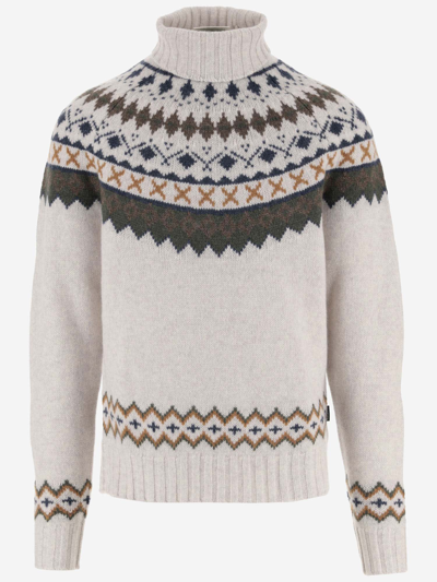 Barbour Wool Patterned Rollneck Sweater In Whisper White