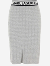 Karl Lagerfeld Bouclé Fabric Skirt With Logo In Grey