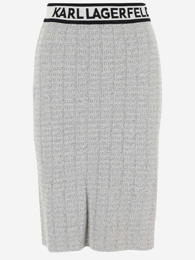 Karl Lagerfeld Logo-waistband Knitted Skirt In Black