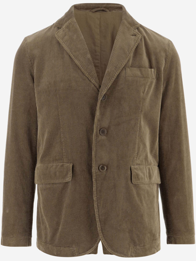 Aspesi Single-breasted Corduroy Jacket In Beige