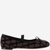 Valentino Toile Iconographe Canvas & Satin Ballerina Flat In Fondant/nero