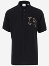 BURBERRY COTTON POLO SHIRT WITH EQUESTRIAN RIDER