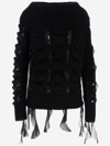 Blumarine Rouched Turtleneck Sweater In Black