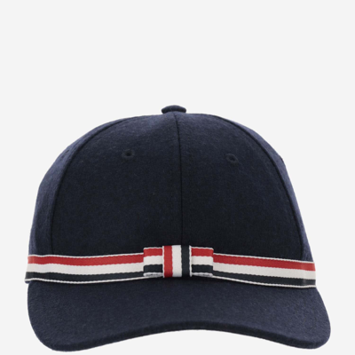 Thom Browne Wool Baseball Hat In Navy Blue