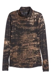 Ted Baker Womens Jet-black Sofiy Foil-print High-neck Stretch-mesh Top