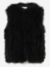 Yves Salomon Black Feather Vest In Black