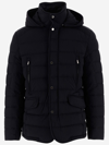 Moorer Quilted Hooded Jacket With Elasticated Cuffs In Dark Blu