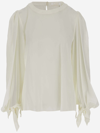 CHLOÉ CRÊPE DE CHINE TOP WITH KNOTTED DETAIL