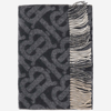 BURBERRY REVERSIBLE CASHMERE SCARF WITH MONOGRAM AND CHECK PATTERN