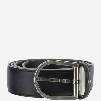 Montblanc Leather Belt With Emblem In Black