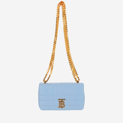 Burberry Lola Mini Quilted Leather Bag In Light Blue