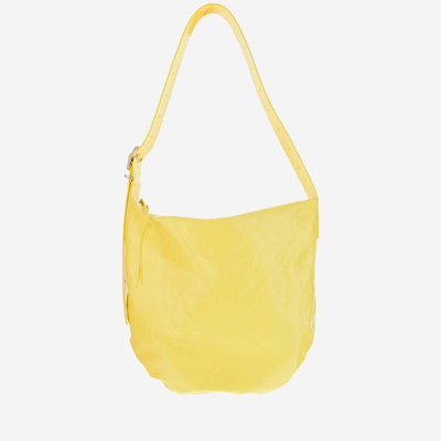 Jil Sander Crinkled Leather Medium Shoulder Bag In Yellow