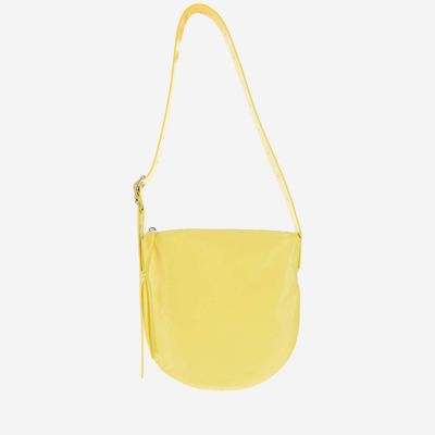 Jil Sander Crinkled Leather Small Shoulder Bag In Yellow