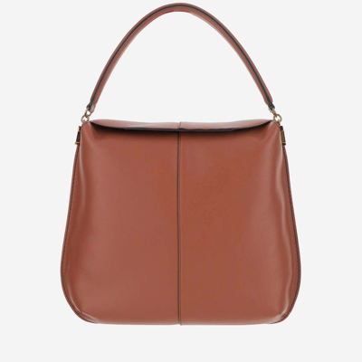 Tod's Tods Large Leather T Case Hobo Bag In Brown