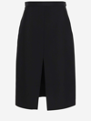 Khaite Wool And Viscose Midi Skirt In Black