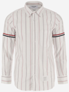 Thom Browne Straight Fit Stripe Grosgrain Band Button-down Shirt In Red