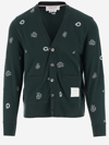 THOM BROWNE COTTON CARDIGAN WITH EMBROIDERY