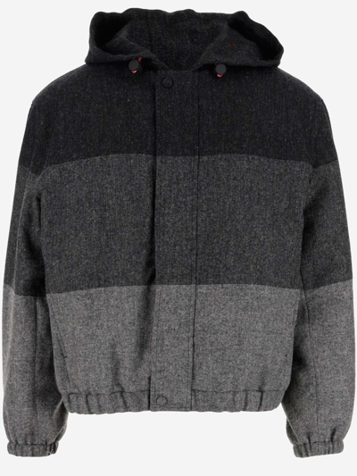 Thom Browne Padded Colour-block Panel Jacket In Grey