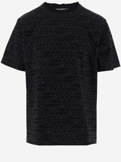 Dolce & Gabbana Cotton T-shirt With Flocked Logo In N0000