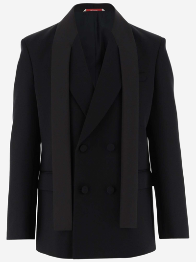 Valentino Elegant Black Wool Double-breasted Jacket