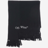 OFF-WHITE ASYMMETRICAL COTTON AND CASHMERE BLEND SCARF