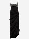 Jacquemus Saudade Asymmetric Midi Dress In Black