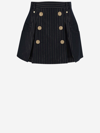 Balmain Button-embellished Striped Miniskirt In Blue