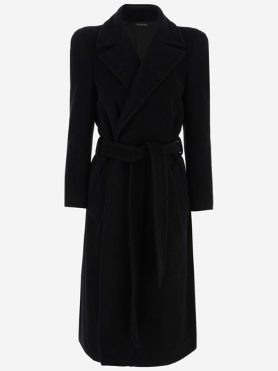 Balenciaga Cashmere And Wool-blend Coat In Black