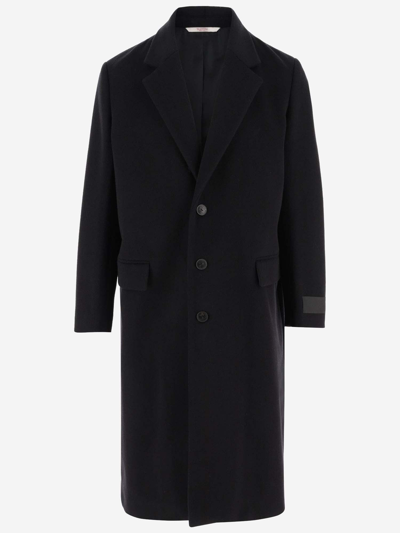Valentino Black Single-breasted Coat In 0no Nero