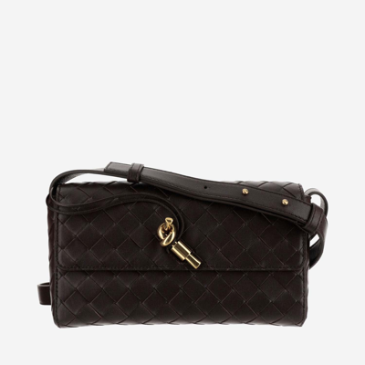 Bottega Veneta Andiamo Intrecciato Leather Shoulder Bag In Fondant-m Brass