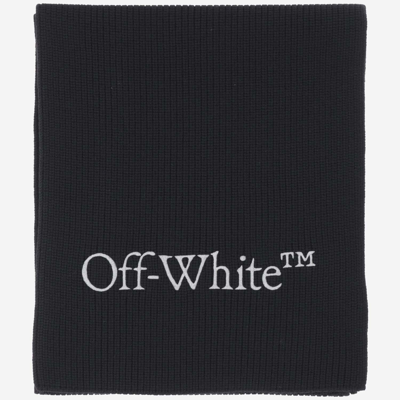 Off-white Wool And Cashmere Scarf With Logo In Black