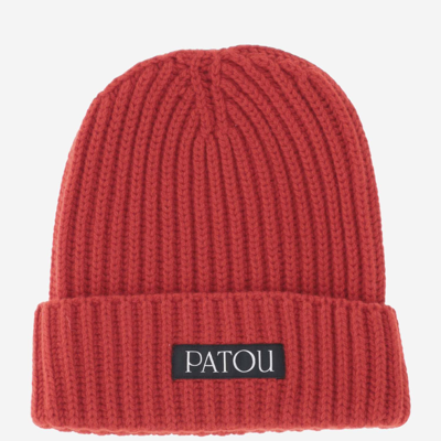 PATOU CASHMERE AND WOOL BEANIE WITH LOGO