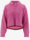 Jacquemus Le Polo Neve Textured Jumper In Pink